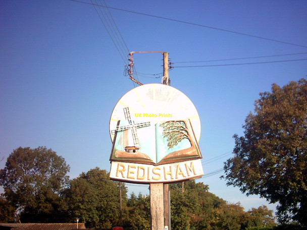 Photo 6"x4" Redisham Village Sign Redisham c2006