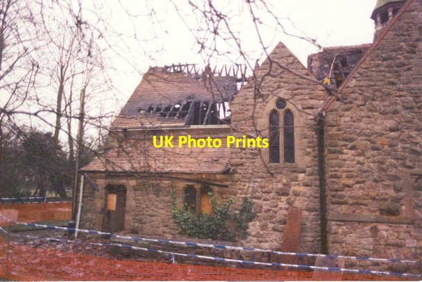 Photo 6"x4" St. Oswald's Church, Worleston after the fire Worleston c1998