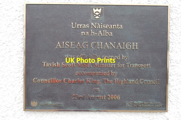 Photo 6"x4" Plaque marking the opening of the new Canna pier A' Chill c2007