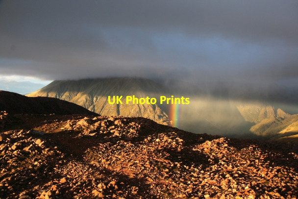 Photo 6"x4" Setting Sun on Mullach nan Coirean Mullach nan Coirean c2007
