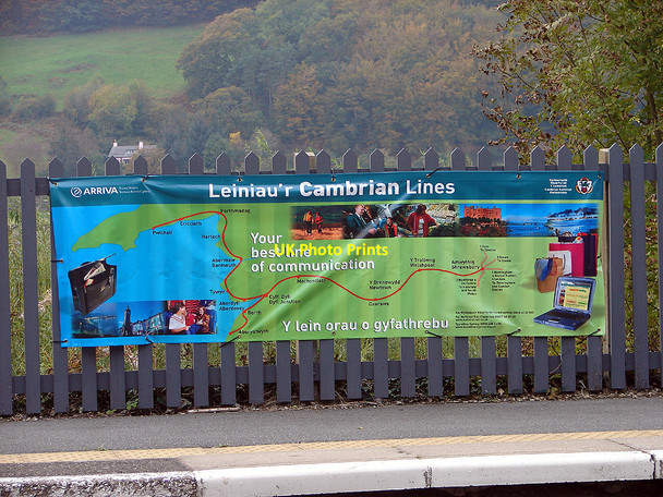 Photo 6"x4" Cambrian Lines banner at Machynlleth station Machynlleth c2007
