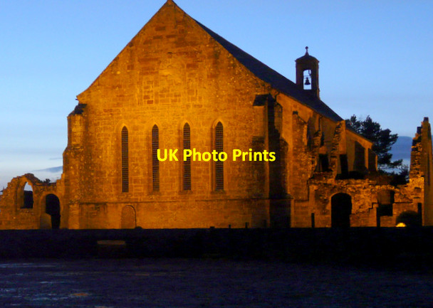 Photo 6"x4" Fearn Abbey, floodlit at dusk Fearn c2007