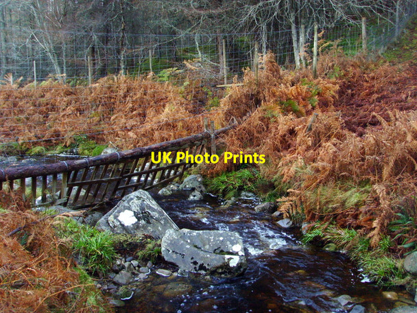 Photo 6"x4" Deer fence crossing the burn, Strath Rusdale Allt Coire a' Chaorainn M\u00f2r c2007