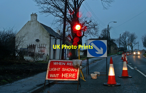 Photo 6"x4" Temporary traffic lights High Etherley c2008