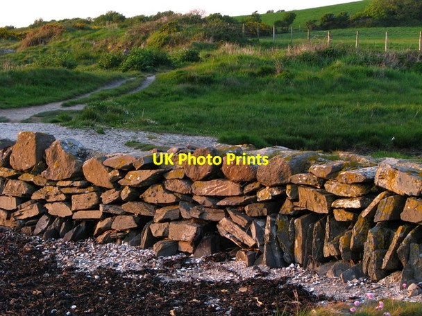 Photo 6"x4" Dry stone wall, Ballymacormick Point Groomsport c2008