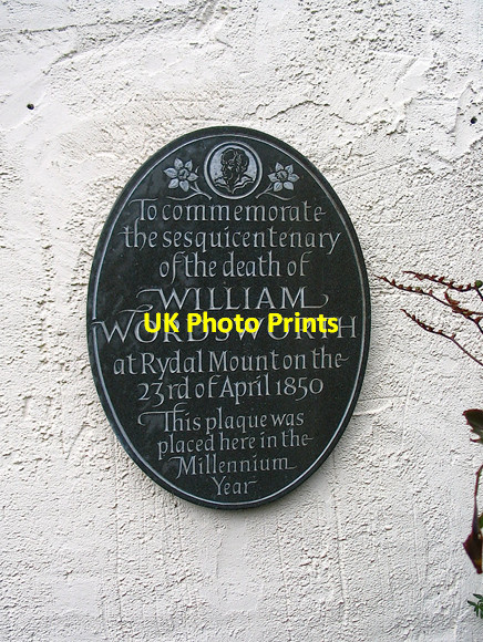 Photo 6"x4" Rydal Mount Plaque Ambleside c2007