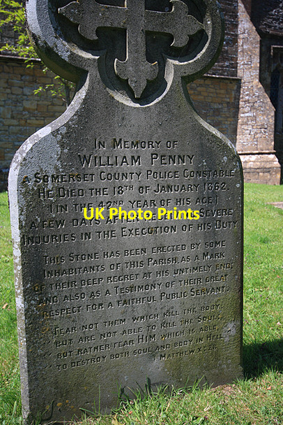 Photo 6"x4" Memorial to PC William Penny - West Coker Churchyard West Coker c2008