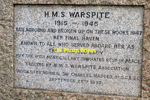 Photo 6"x4" Inscription to HMS Warspite, Marazion Marazion c2008