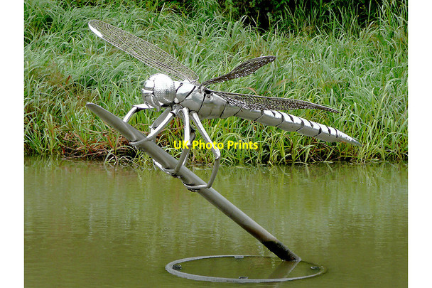 Photo 6"x4" Dragonfly sculpture at Hatton Locks, Warwickshire Budbrooke c2008 P1
