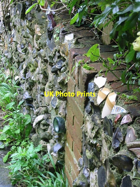 Photo 6"x4" Detail of a wall alongside a footpath from The Row Elham c2008