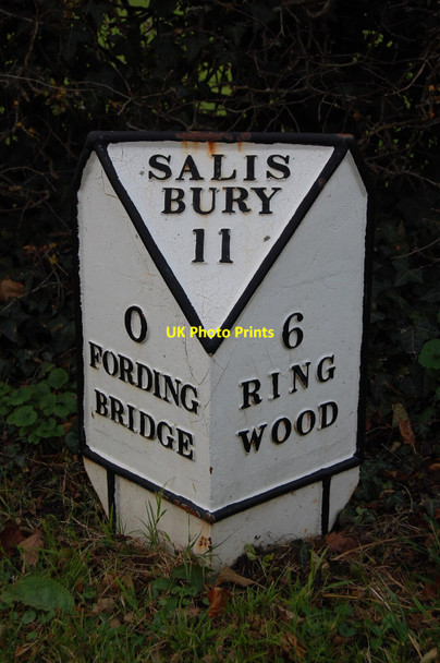 Photo 6"x4" Mile post, Ringwood Road, Fordingbridge, Hampshire Fordingbridge c2008