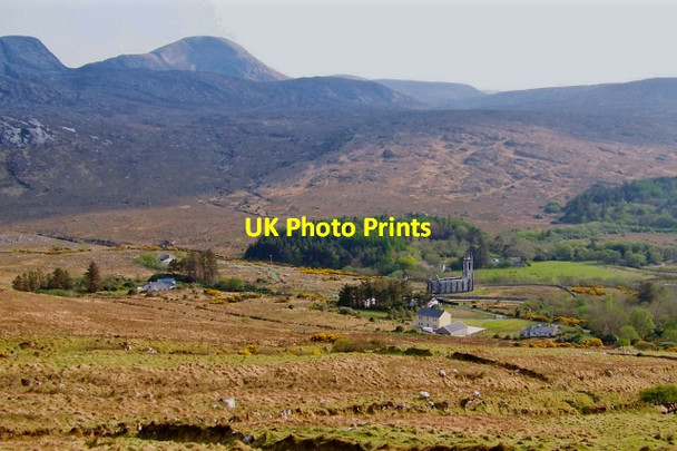 Photo 6"x4" Dunlewy - Hillside with homes & derelict church Money Beg c2008