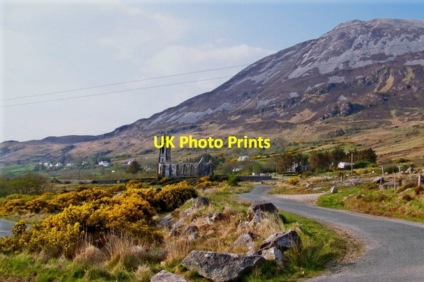 Photo 6"x4" Dunlewy - Road past derelict church to Poison Glen Money Beg c2008