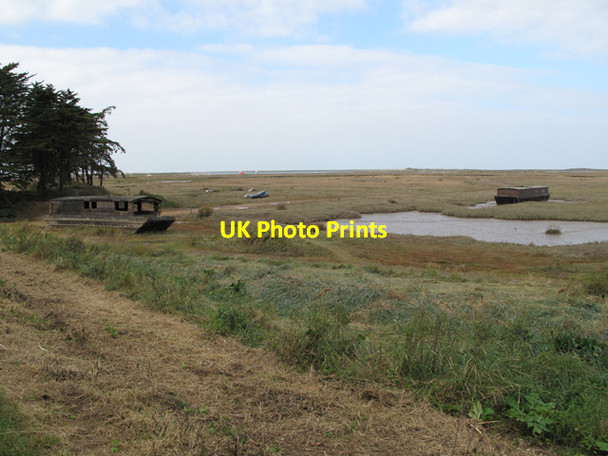 Photo 6"x4" Marshland and old boats at Burnham Deepdale Burnham Deepdale c2009
