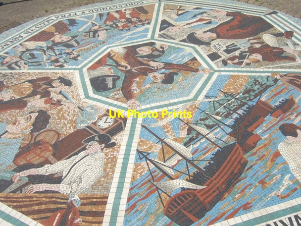 Photo 6"x4" Mosaic of Fishguard's history Fishguard\/Abergwaun c2009
