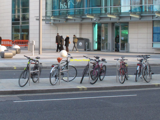 Photo 6"x4" Cycle rack by Shepherd's Bush library Hammersmith\/TQ2279 c2010