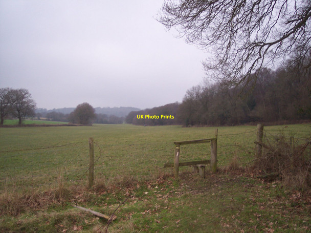 Photo 6"x4" Stile and footpath junction near Bowzell Wood Bayley's Hill c2010