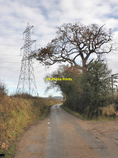 Photo 6"x4" Power line crosses the lane, north of Huxham Brookleigh c2010