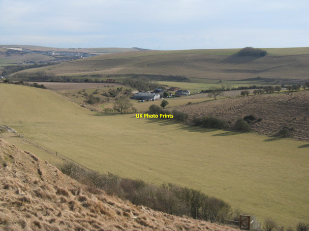 Photo 6"x4" View into valley from the Sompting Steyning Bostal road Steyning c2010
