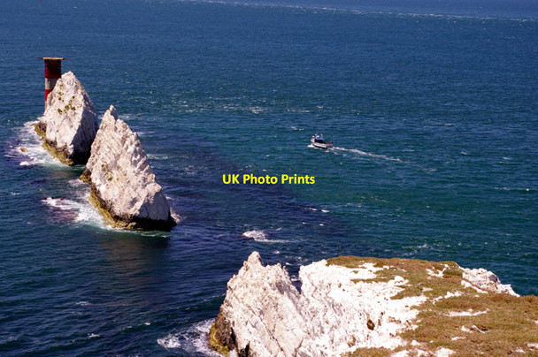 Photo 6"x4" Needles and Clifftop from the Old Battery, Isle of Wight Totland c2009