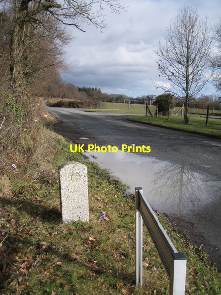 Photo 6"x4" Modern parish boundary stone, Greycoat Lane Newton Abbot c2010