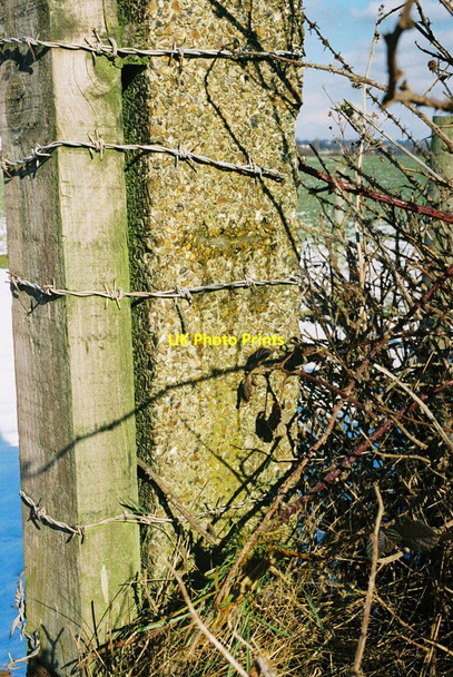 Photo 6"x4" Gatepost on Rowley Road, Baginton with bench mark Baginton c2010