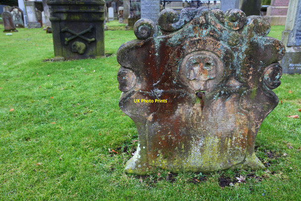 Photo 6"x4" Gravestone at Cramond Kirk Barnton\/NT1975 c2010
