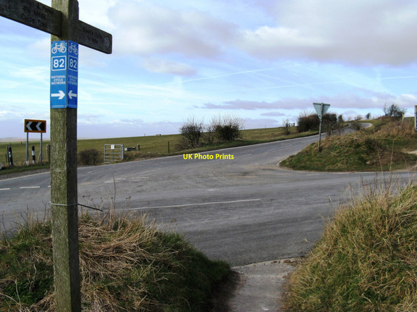 Photo 6"x4" Junction on Devil's Dyke Road Saddlescombe c2010