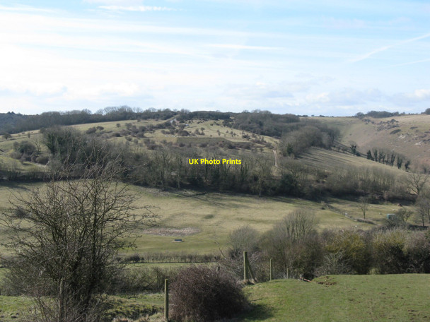 Photo 6"x4" View across Saddlescombe valley Saddlescombe c2010