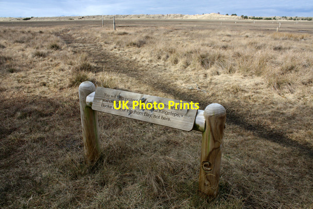 Photo 6"x4" Wooden notice at salt marsh path Cloddymoss c2010