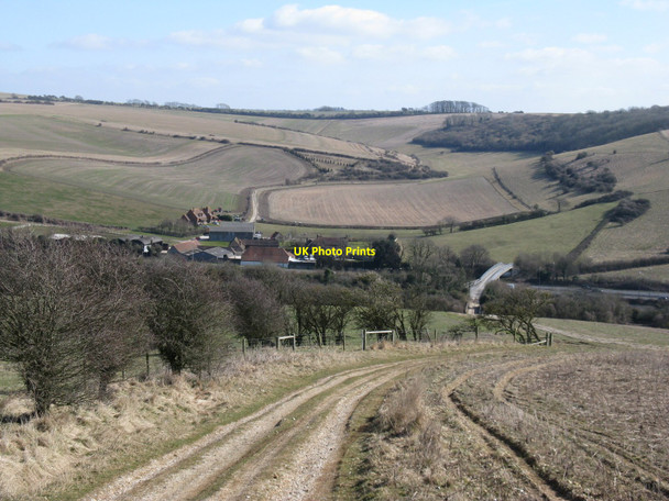 Photo 6"x4" Bridleway descending east down West Hill Saddlescombe c2010
