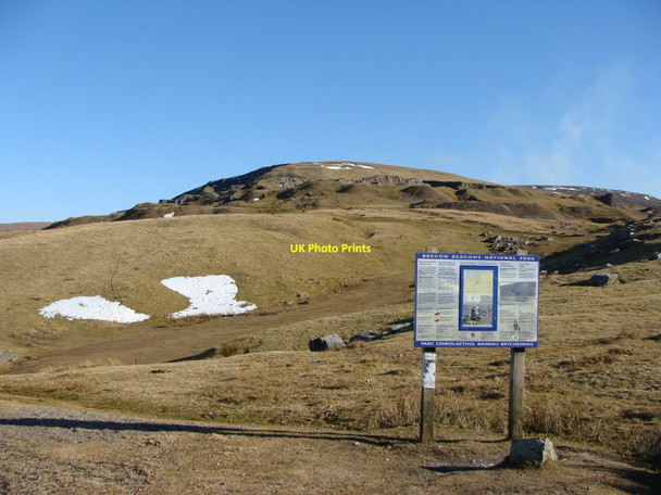 Photo 6"x4" Tourist info, moorland, and Foel Fawr from viewpoint Capel Gwynfe c2010