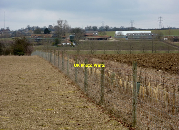 Photo 6"x4" Field boundary and view to College Farm Creeting St Mary c2010