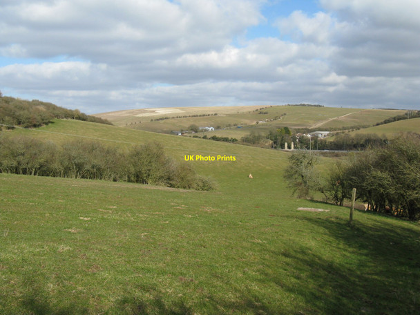 Photo 6"x4" Downland view NE from bridleway to the Sussex Border Path Saddlescombe c2010