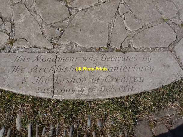 Photo 6"x4" Dedication stone on the base of the monument at Codden Beacon Hannaford c2010