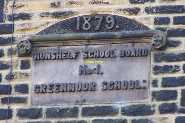 Photo 6"x4" Green Moor School Sign, Green Moor, near Wortley Stocksbridge c2010