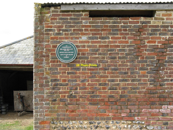 Photo 6"x4" Commemorative plaque to Hilaire Belloc Madehurst c2010