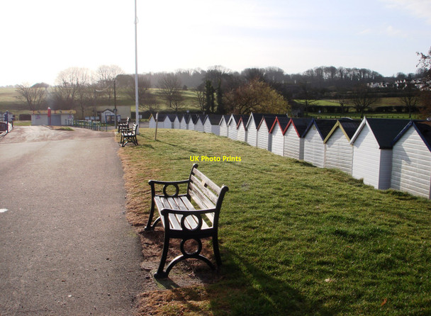 Photo 6"x4" Benches and beach huts, Broadsands beach Broadsands c2010