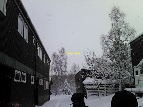 Photo 6"x4" View towards the Feshie embankment of the Lagganlia Centre for Outdoor Education in the snow Lagganlia c2010