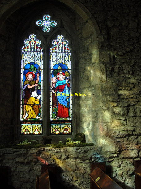 Photo 6"x4" Loxton church - window, Easter garden and sunlight Loxton c2010