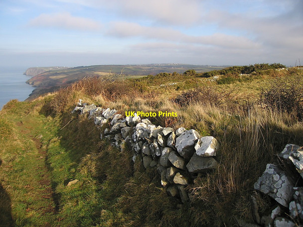 Photo 6"x4" Clifftop wall south of Cwmtydu Nanternis c2010