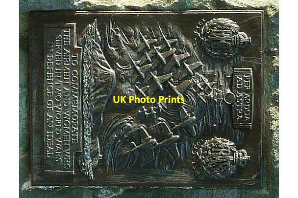 Photo 6"x4" RAF memorial, bronze plaque Folkestone c2009