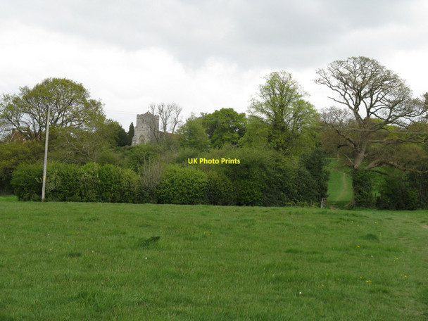 Photo 6"x4" Waldron church from footpath to the SW Waldron c2010