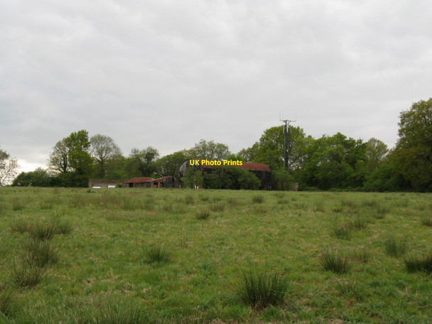 Photo 6"x4" Communications mast by old barns on Waterland Farm Rowhook c2010