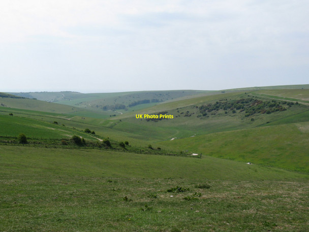 Photo 6"x4" View SW from the South Downs Way to Balsdean Bottom Kingston near Lewes c2010
