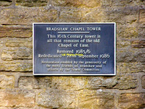 Photo 6"x4" Bradshaw Chapel Tower - Plaque Bradshaw\/SD7312 c2010