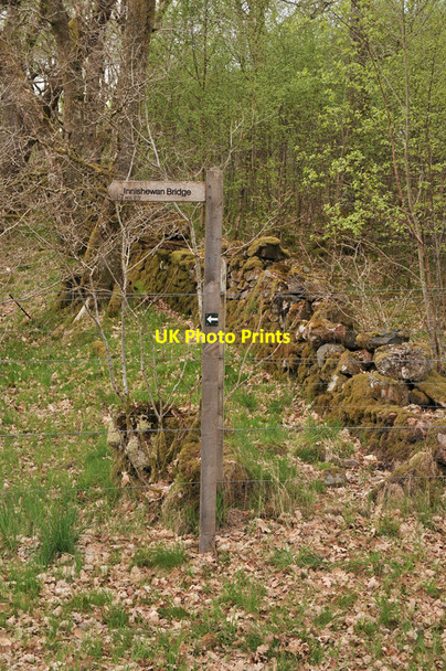 Photo 6"x4" Signpost marking the path to Innishewan Bridge Auchlyne c2010