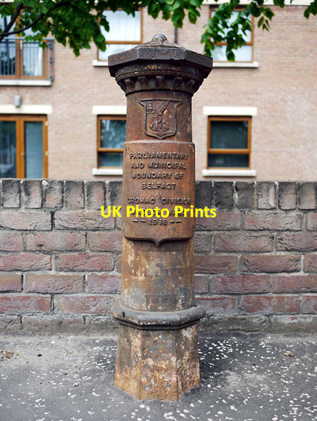 Photo 6"x4" Old boundary post, Belfast Dunmurry c2010