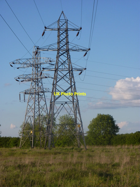 Photo 6"x4" Pylons in a field near Tiln Bolham\/SK7082 c2010