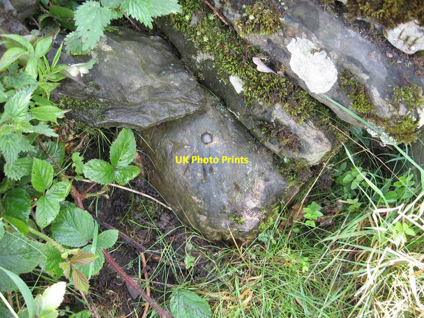 Photo 6"x4" Rivet benchmark on B6257 wall High Oaks\/SD6291 c2009